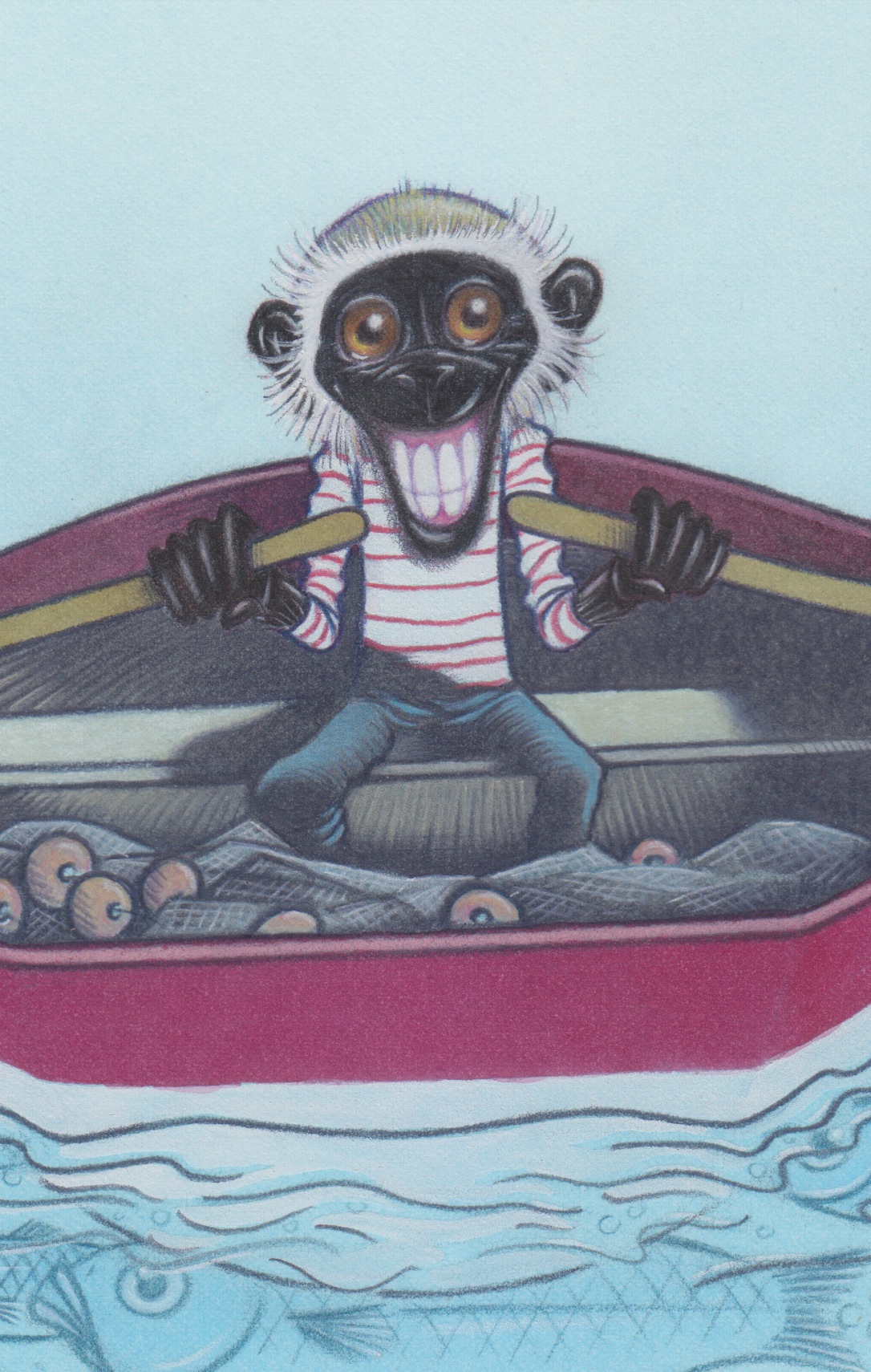 Affe im Boot